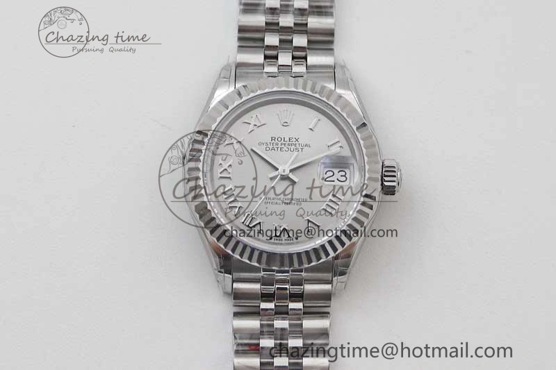 Lady DateJust 28 SS TWF 1:1 Best Edition 904L Steel Silver Dial Roman Markers on President Bracelet NH Timeless 2182