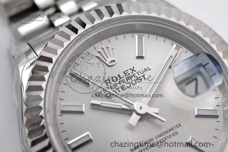 Lady DateJust 28 SS TWF 1:1 Best Edition 904L Steel Silver Dial on President Bracelet NH WeatherProof 10200