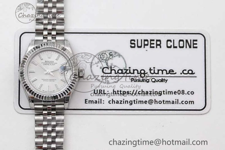 Lady DateJust 28 SS TWF 1:1 Best Edition 904L Steel Silver Dial on President Bracelet NH WeatherProof 10200