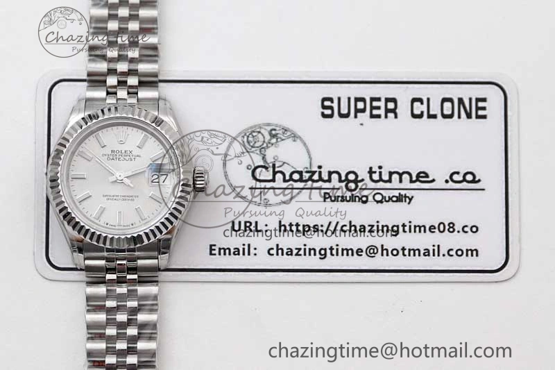 Lady DateJust 28 SS TWF 1:1 Best Edition 904L Steel Silver Dial on President Bracelet NH WeatherProof 10200
