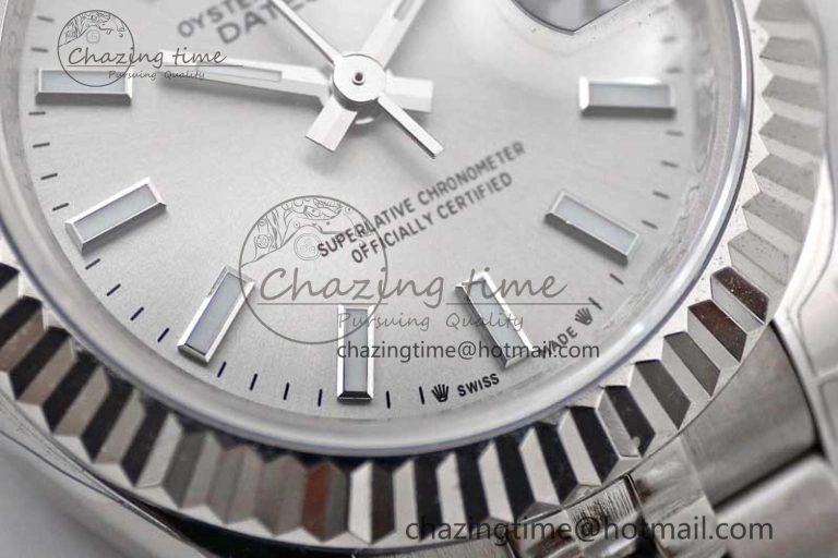 Lady DateJust 28 SS TWF 1:1 Best Edition 904L Steel Silver Dial on President Bracelet NH WeatherProof 10200