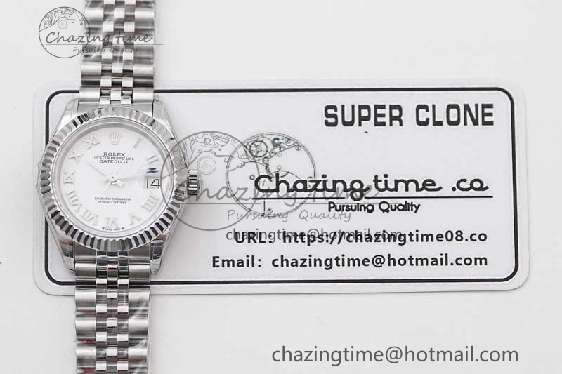 Flexible Lady DateJust 28 SS TWF 1:1 Best Edition 904L Steel White Dial Roman Markers on President Bracelet NH 10209