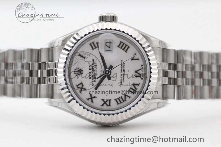 Flexible Lady DateJust 28 SS TWF 1:1 Best Edition 904L Steel White Dial Roman Markers on President Bracelet NH 10209