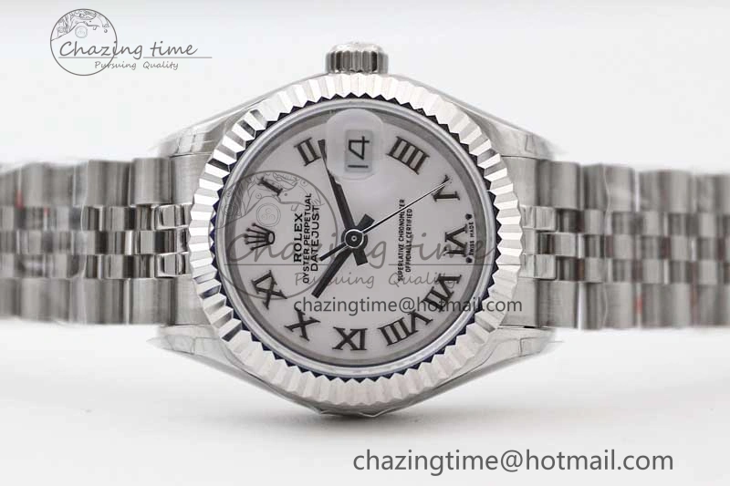 Flexible Lady DateJust 28 SS TWF 1:1 Best Edition 904L Steel White Dial Roman Markers on President Bracelet NH 10209