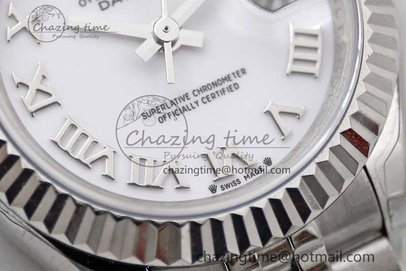 Flexible Lady DateJust 28 SS TWF 1:1 Best Edition 904L Steel White Dial Roman Markers on President Bracelet NH 10209