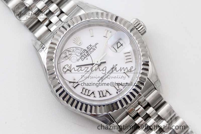 Flexible Lady DateJust 28 SS TWF 1:1 Best Edition 904L Steel White Dial Roman Markers on President Bracelet NH 10209