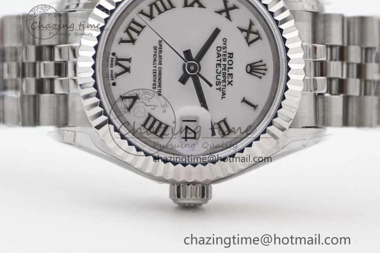 Flexible Lady DateJust 28 SS TWF 1:1 Best Edition 904L Steel White Dial Roman Markers on President Bracelet NH 10209