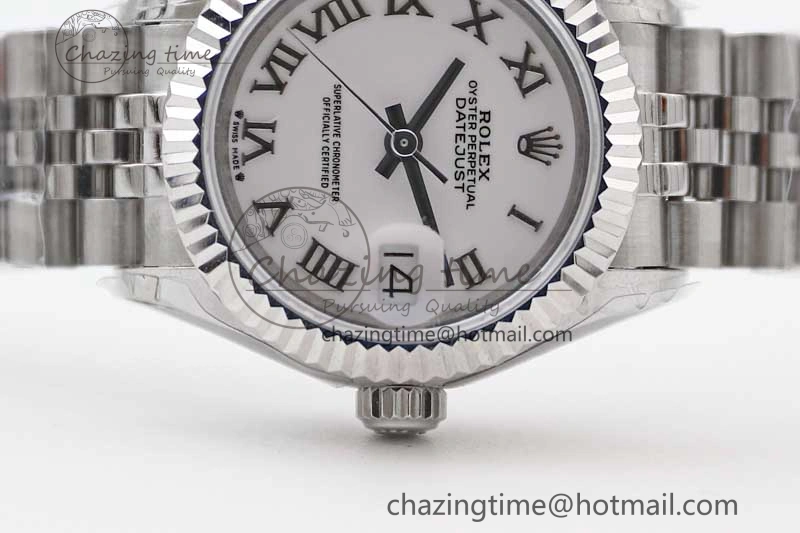 Flexible Lady DateJust 28 SS TWF 1:1 Best Edition 904L Steel White Dial Roman Markers on President Bracelet NH 10209