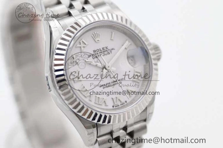Flexible Lady DateJust 28 SS TWF 1:1 Best Edition 904L Steel White Dial Roman Markers on President Bracelet NH 10209
