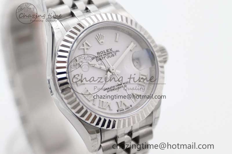 Flexible Lady DateJust 28 SS TWF 1:1 Best Edition 904L Steel White Dial Roman Markers on President Bracelet NH 10209
