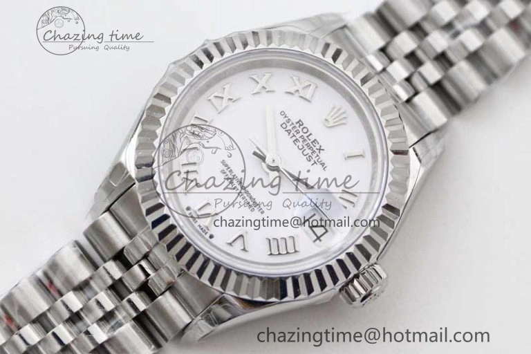 Flexible Lady DateJust 28 SS TWF 1:1 Best Edition 904L Steel White Dial Roman Markers on President Bracelet NH 10209