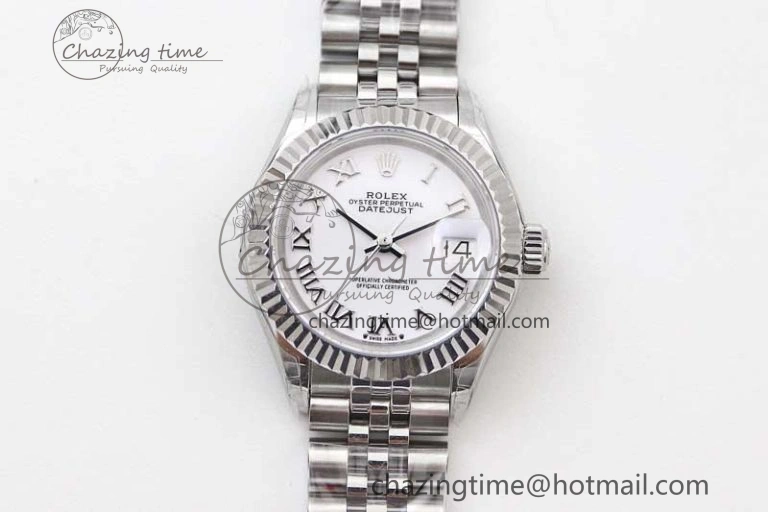 Refined Lady DateJust 28 SS TWF 1:1 Best Edition 904L Steel White Dial Roman Markers on President Bracelet NH 2186