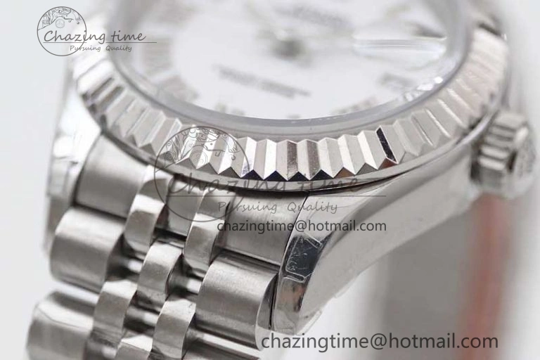 Flexible Lady DateJust 28 SS TWF 1:1 Best Edition 904L Steel White Dial Roman Markers on President Bracelet NH 10209