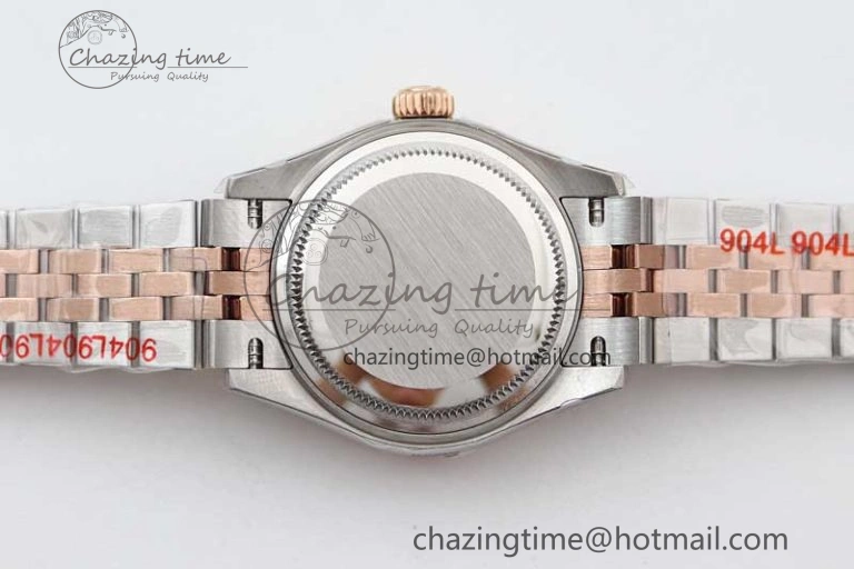 Lady DateJust 28 SS RG TWF 1:1 Best Edition Brown Dial Diamonds Markers on Jubilee Bracelet NH Packable 2131
