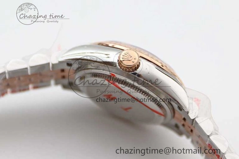 Lady DateJust 28 SS RG TWF 1:1 Best Edition Brown Dial Diamonds Markers on Jubilee Bracelet NH Packable 2131