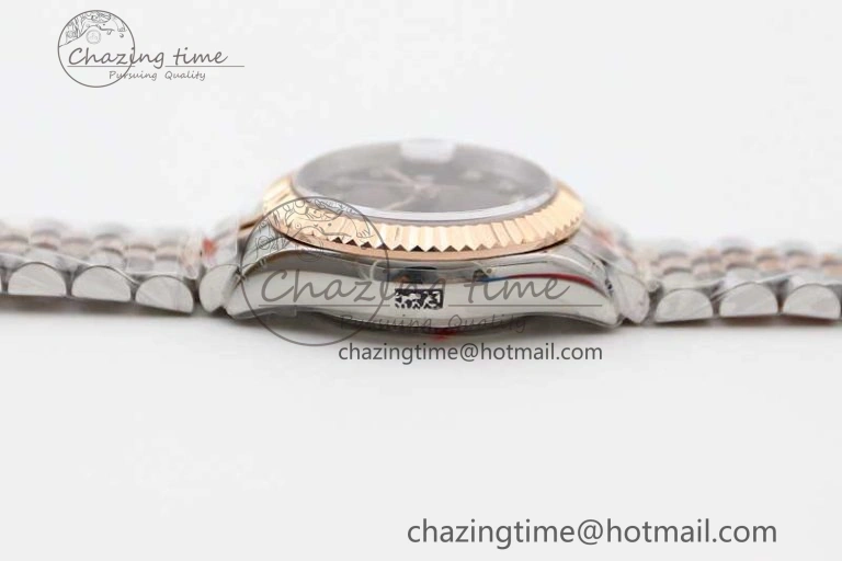 Lady DateJust 28 SS RG TWF 1:1 Best Edition Brown Dial Diamonds Markers on Jubilee Bracelet NH Packable 2131