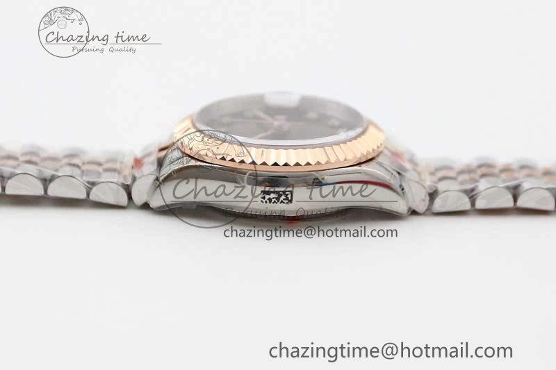 Lady DateJust 28 SS RG TWF 1:1 Best Edition Brown Dial Diamonds Markers on Jubilee Bracelet NH Packable 2131