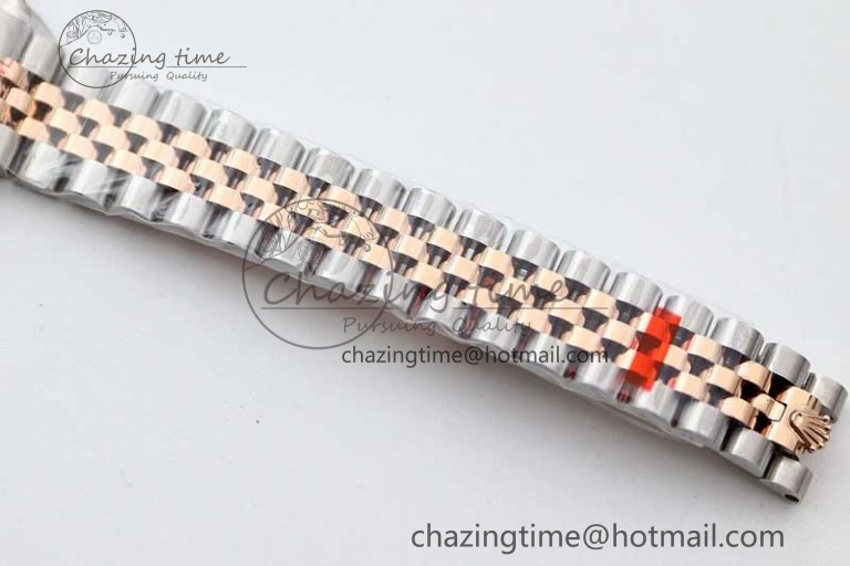 Affordable Lady DateJust 28 SS RG TWF 1:1 Best Edition Green Dial Diamonds Markers on Jubilee Bracelet NH 2130