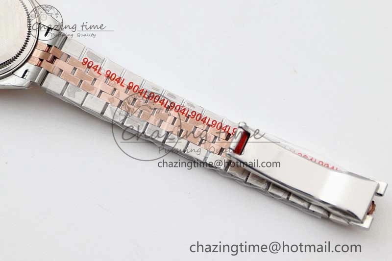 Affordable Lady DateJust 28 SS RG TWF 1:1 Best Edition Green Dial Diamonds Markers on Jubilee Bracelet NH 2130