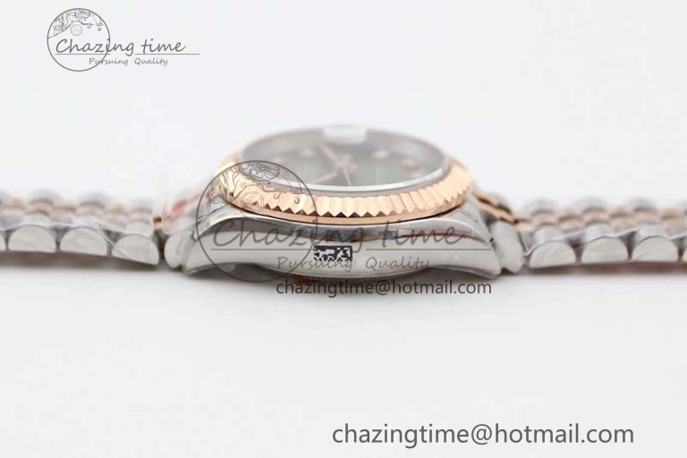 Affordable Lady DateJust 28 SS RG TWF 1:1 Best Edition Green Dial Diamonds Markers on Jubilee Bracelet NH 2130