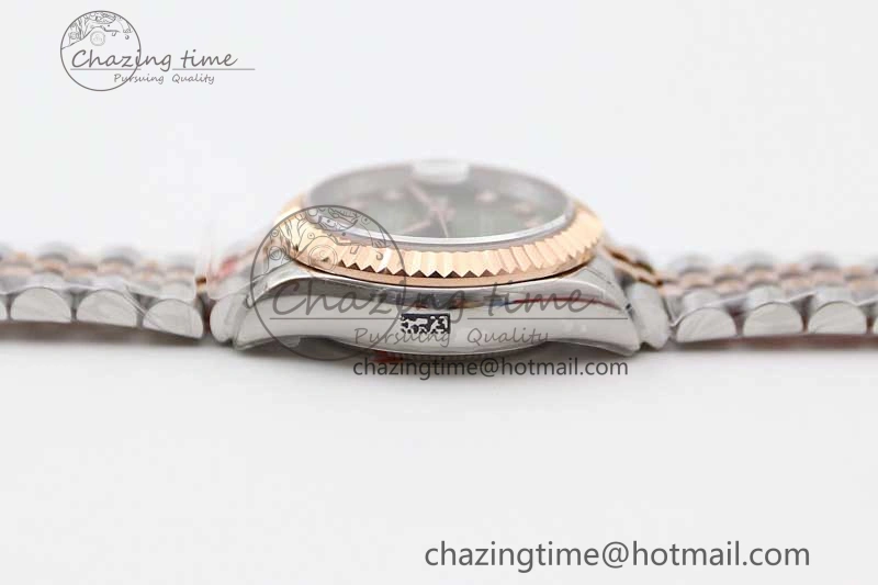 Affordable Lady DateJust 28 SS RG TWF 1:1 Best Edition Green Dial Diamonds Markers on Jubilee Bracelet NH 2130