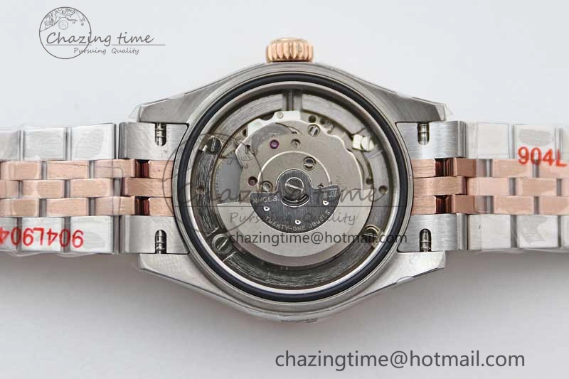 Lady DateJust 28 SS RG TWF 1:1 Best Edition Purple Dial Roman Markers on Jubilee Bracelet NH TimelessDesign 2128