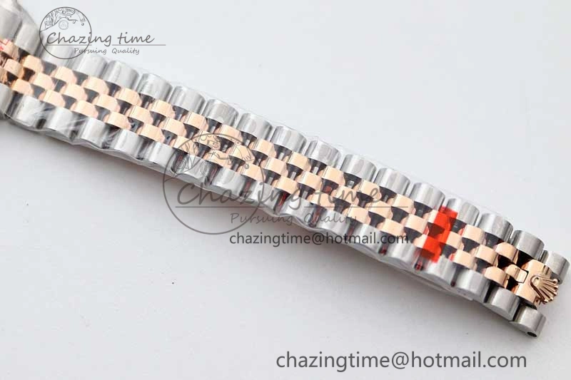 Lady DateJust 28 SS RG TWF 1:1 Best Edition Purple Dial Roman Markers on Jubilee Bracelet NH TimelessDesign 2128