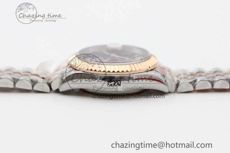 Lady DateJust 28 SS RG TWF 1:1 Best Edition Purple Dial Roman Markers on Jubilee Bracelet NH TimelessDesign 2128