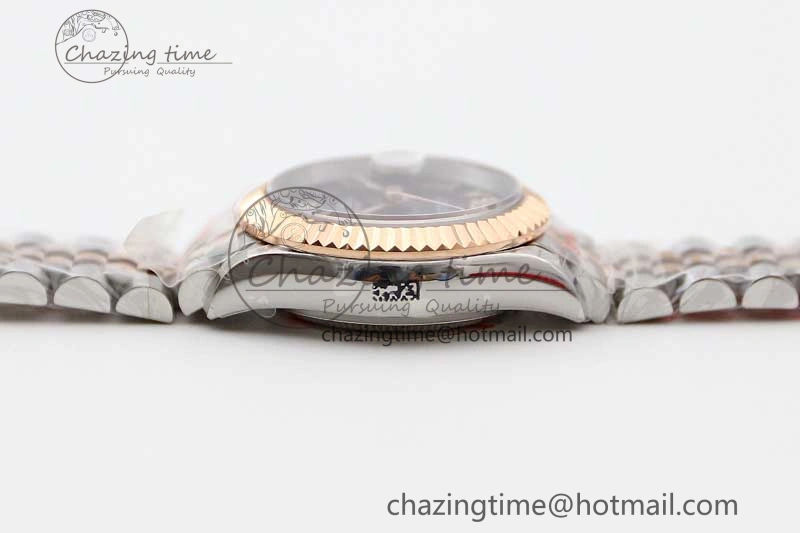 Lady DateJust 28 SS RG TWF 1:1 Best Edition Purple Dial Roman Markers on Jubilee Bracelet NH TimelessDesign 2128