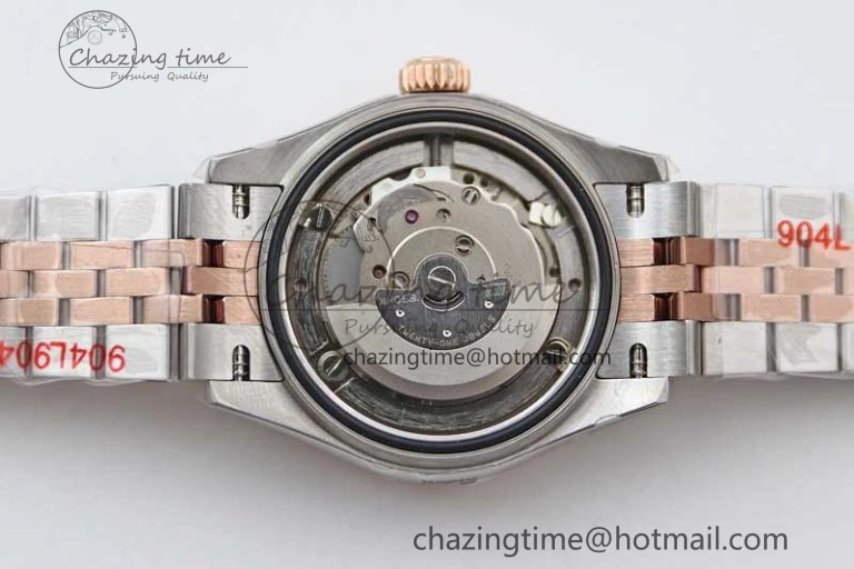 Lady DateJust 28 SS RG TWF Diamonds Bezel 1:1 Best Edition White Dial Roman Markers on Jubilee Bracelet NH EyeCatching 10179