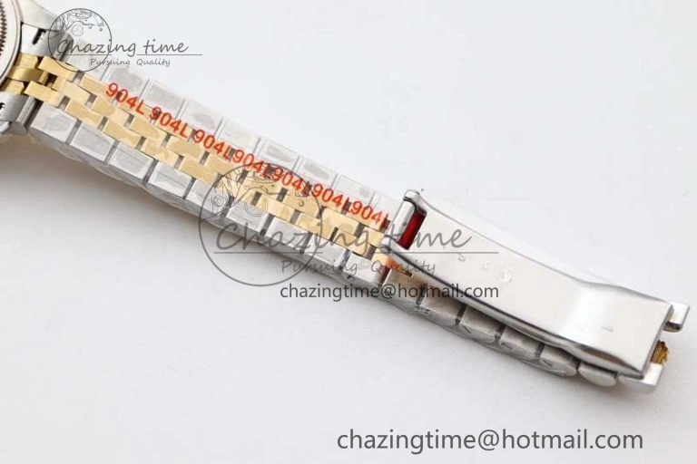 SmartChoice Lady DateJust 28 SS YG TWF Diamonds Bezel 1:1 Best Edition Gold Dial Diam Roman Markers on Jubilee Bracelet NH 10184
