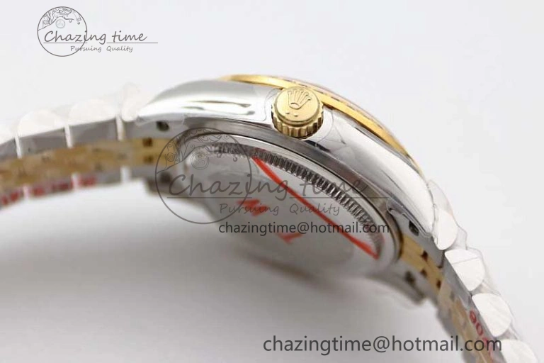 Seasonal Lady DateJust 28 SS YG TWF Diamonds Bezel 1:1 Best Edition Green Dial Roman Markers on Jubilee Bracelet NH 2135