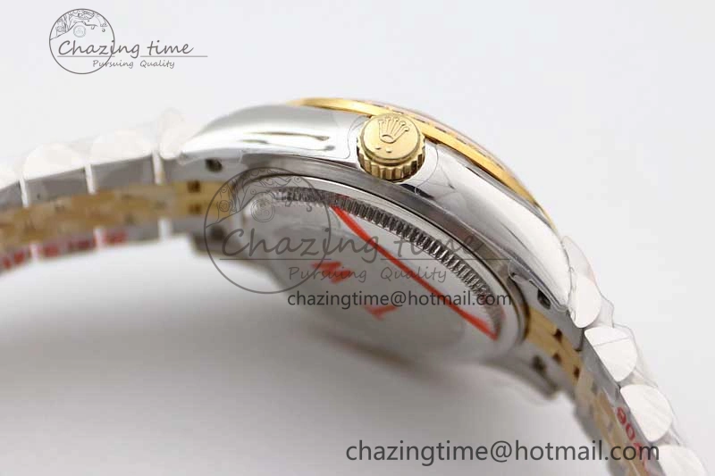 Seasonal Lady DateJust 28 SS YG TWF Diamonds Bezel 1:1 Best Edition Green Dial Roman Markers on Jubilee Bracelet NH 2135