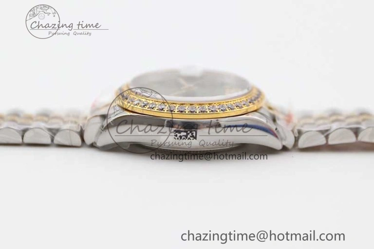Seasonal Lady DateJust 28 SS YG TWF Diamonds Bezel 1:1 Best Edition Green Dial Roman Markers on Jubilee Bracelet NH 2135