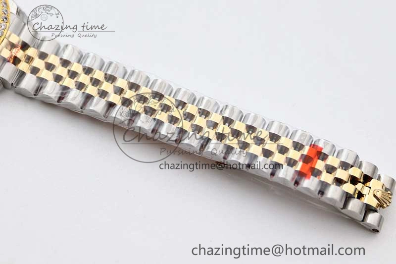 Lady DateJust 28 SS YG TWF Diamonds Bezel 1:1 Best Edition White MOP Dial Diamond Markers on Jubilee Bracelet NH Classic 10183