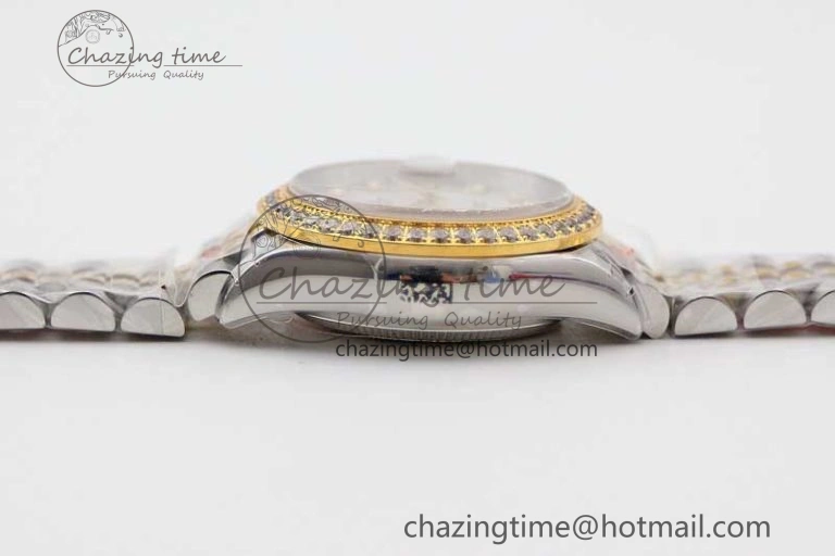 Lady DateJust 28 SS YG TWF Diamonds Bezel 1:1 Best Edition White MOP Dial Diamond Markers on Jubilee Bracelet NH Classic 10183
