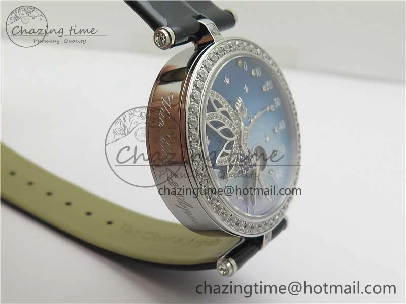 Lady Féerie Full Diamonds 5GF Best Edition Blue Dial on Leather Strap Quartz SmoothTexture 10016