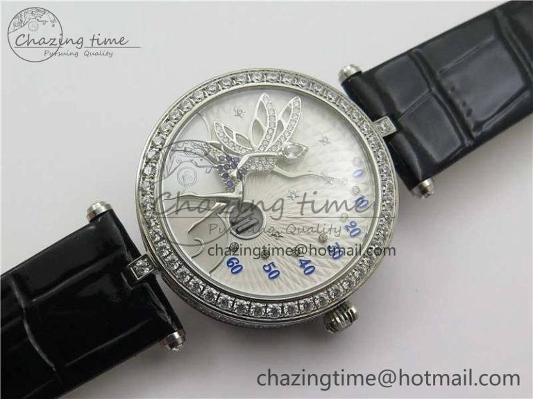 Timeless Lady Féerie Full Diamonds 5GF Best Edition White Dial on Leather Strap Quartz 10012