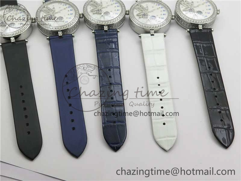 Timeless Lady Féerie Full Diamonds 5GF Best Edition White Dial on Leather Strap Quartz 10012