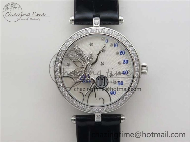 Timeless Lady Féerie Full Diamonds 5GF Best Edition White Dial on Leather Strap Quartz 10012