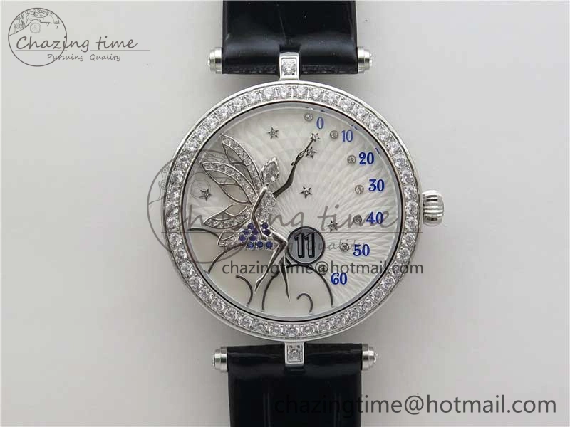 Timeless Lady Féerie Full Diamonds 5GF Best Edition White Dial on Leather Strap Quartz 10012