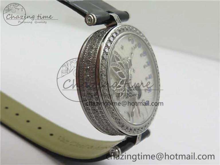 Timeless Lady Féerie Full Diamonds 5GF Best Edition White Dial on Leather Strap Quartz 10012