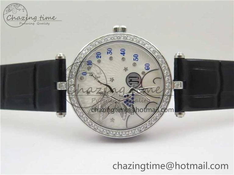 Timeless Lady Féerie Full Diamonds 5GF Best Edition White Dial on Leather Strap Quartz 10012