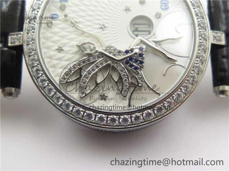 Timeless Lady Féerie Full Diamonds 5GF Best Edition White Dial on Leather Strap Quartz 10012
