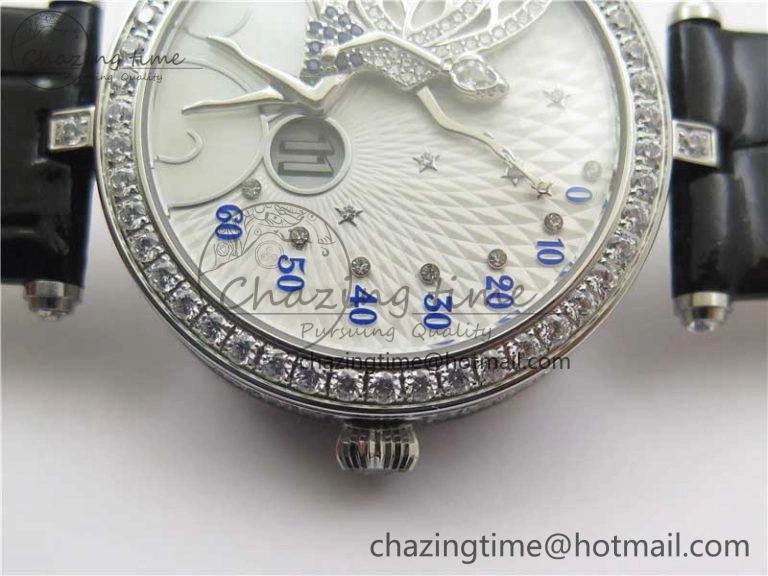 Timeless Lady Féerie Full Diamonds 5GF Best Edition White Dial on Leather Strap Quartz 10012
