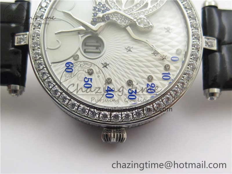 Timeless Lady Féerie Full Diamonds 5GF Best Edition White Dial on Leather Strap Quartz 10012
