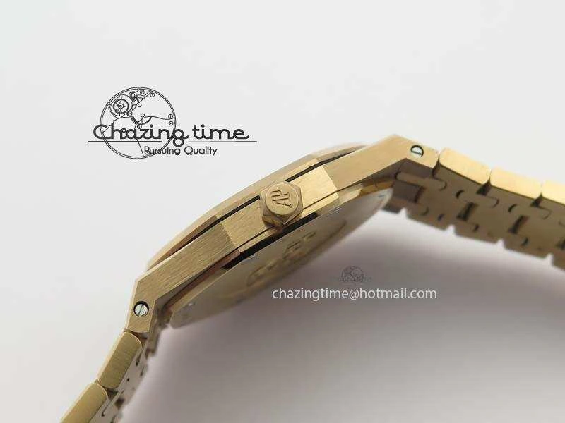 WeatherProof Lady Royal Oak 33mm 15000 RG JF 1:1 Best Edition Brown Textured Dial On RG Bracelet Ronda Quartz 5038