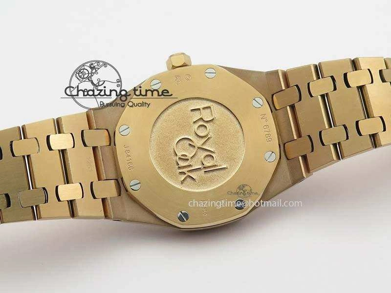 WeatherProof Lady Royal Oak 33mm 15000 RG JF 1:1 Best Edition Brown Textured Dial On RG Bracelet Ronda Quartz 5038
