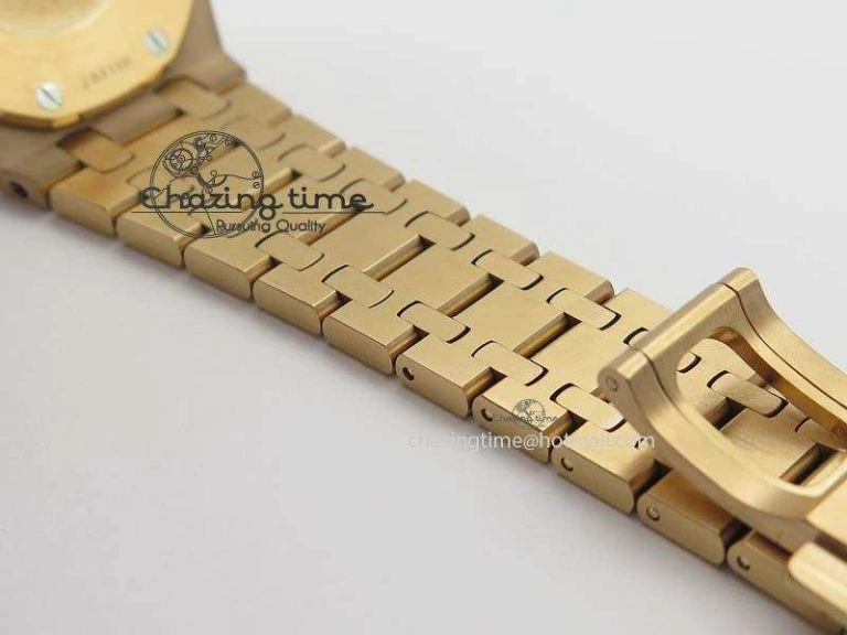 WeatherProof Lady Royal Oak 33mm 15000 RG JF 1:1 Best Edition Brown Textured Dial On RG Bracelet Ronda Quartz 5038
