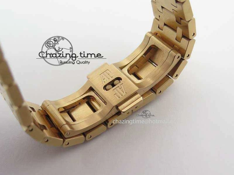 WeatherProof Lady Royal Oak 33mm 15000 RG JF 1:1 Best Edition Brown Textured Dial On RG Bracelet Ronda Quartz 5038